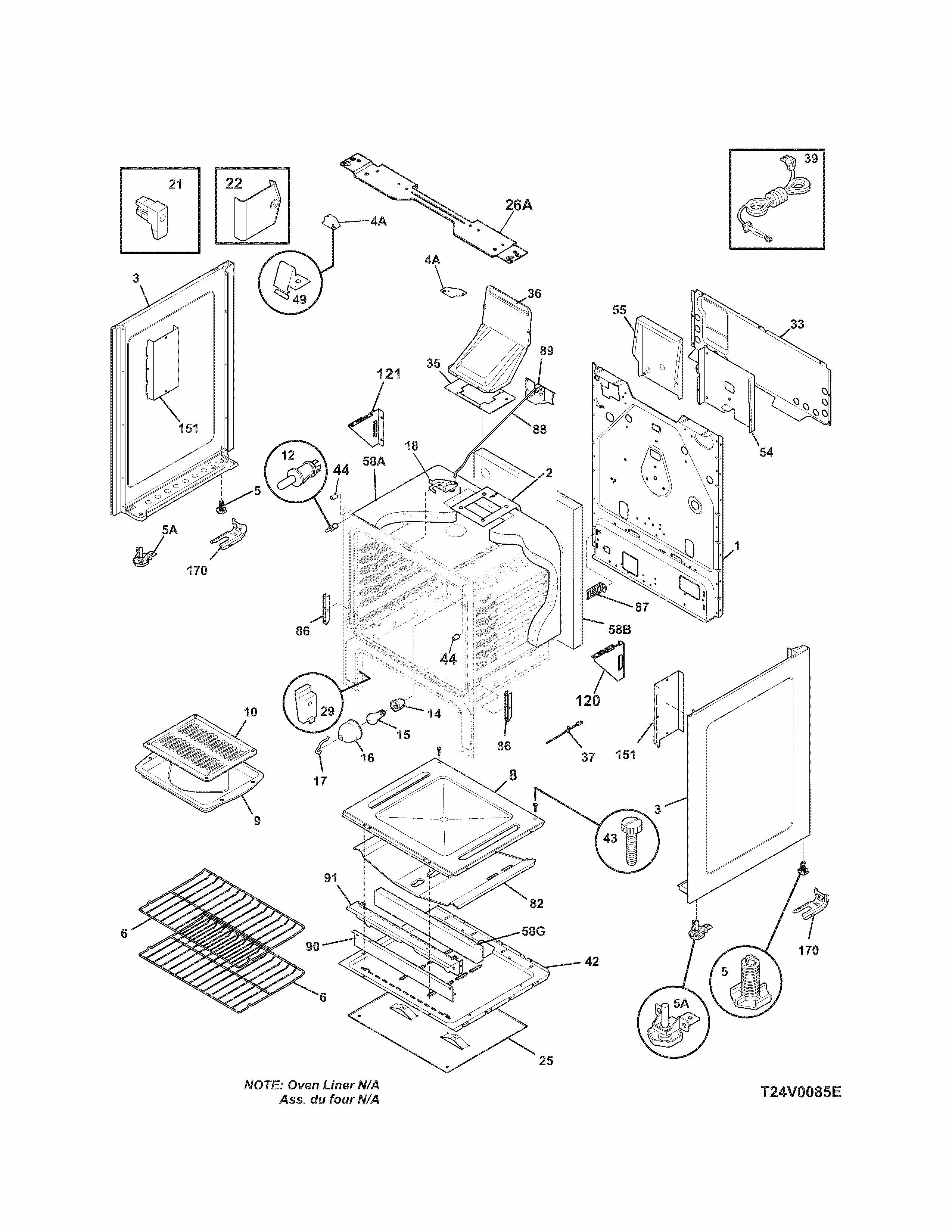 Body Diagram and Parts List for 79072409010  Kenmore Range