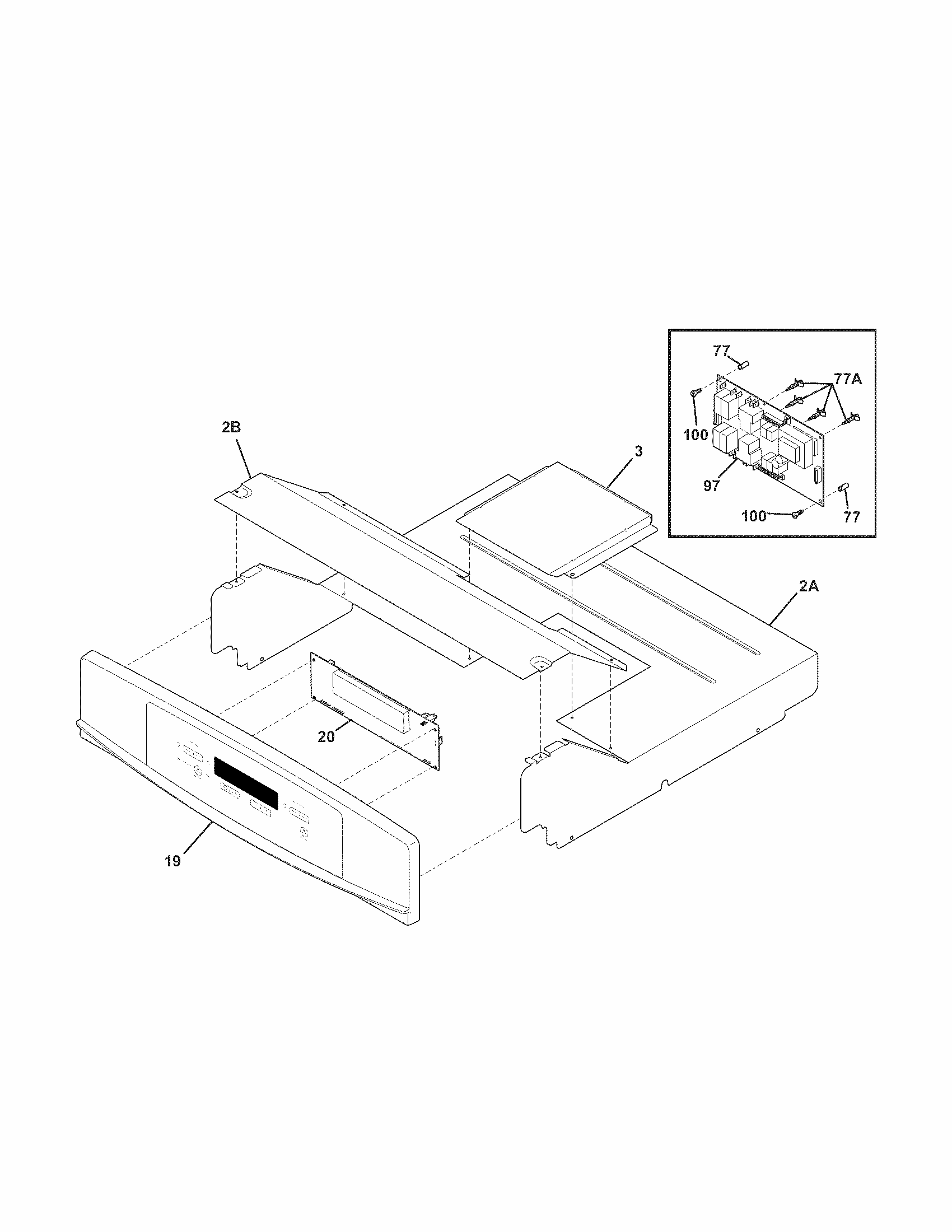 Control Panel Diagram and Parts List for 79048879901  Kenmore Wall Oven