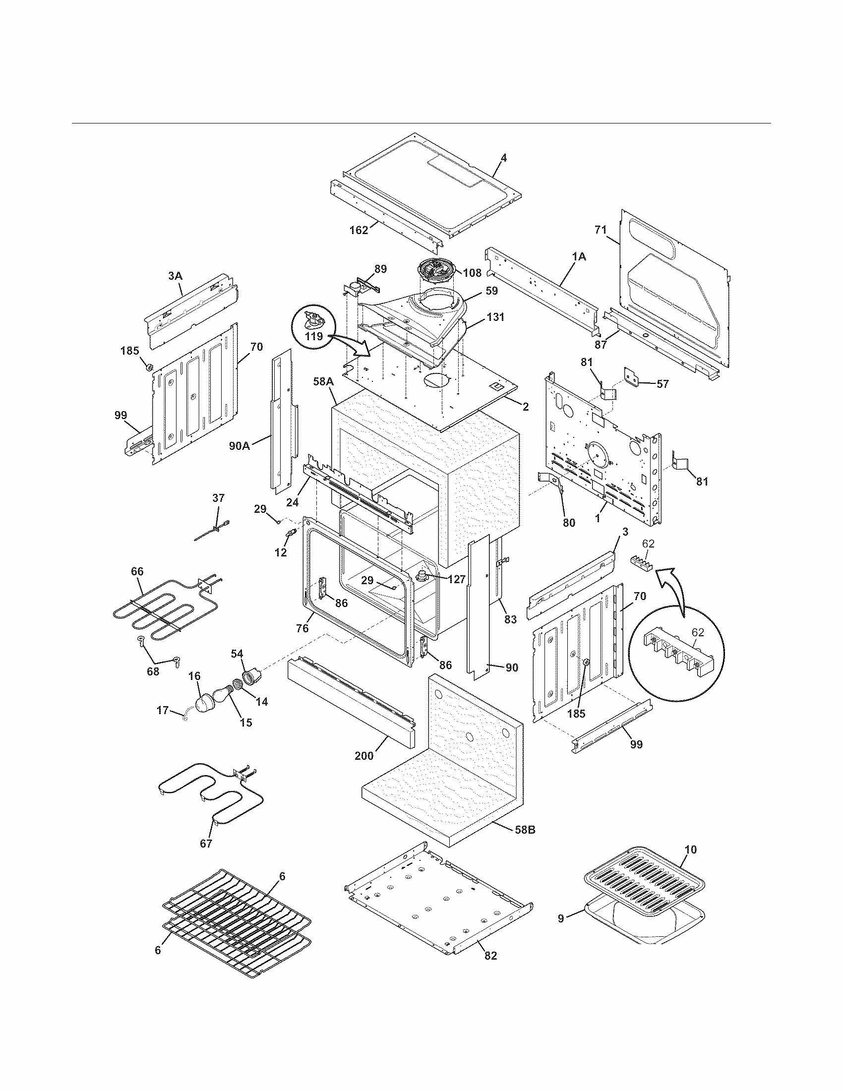 Body Diagram and Parts List for 79045582903  Kenmore Range