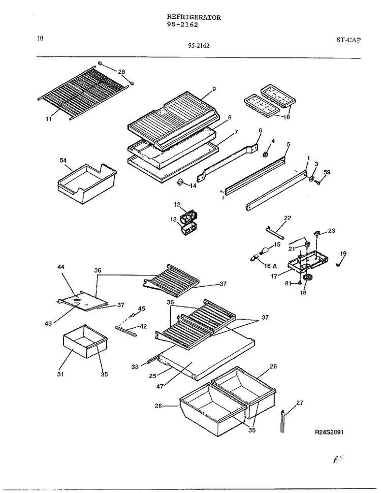 Electrical Equipment Page 9 Diagram and Parts List for 95-2162  Frigidaire Refrigerator