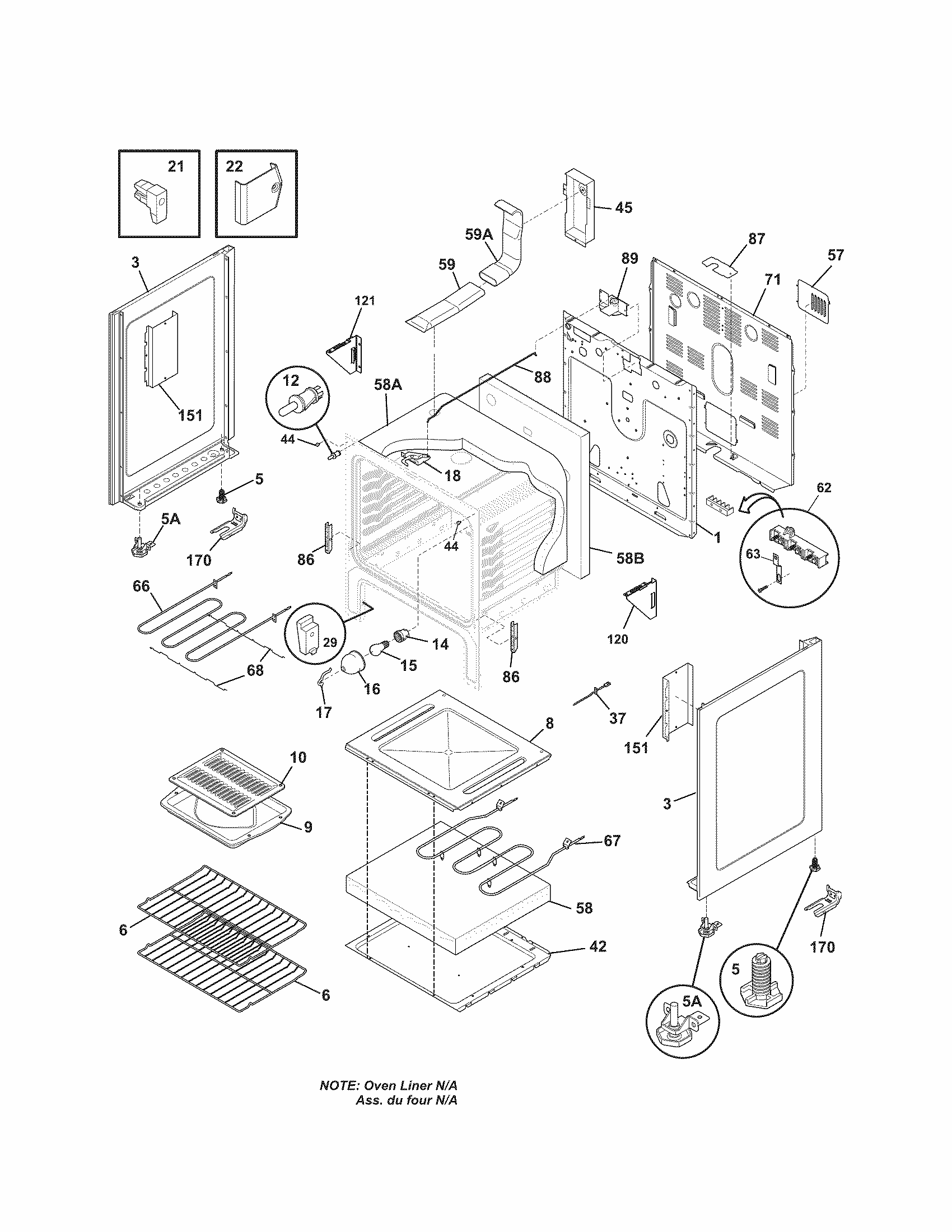 Body Diagram and Parts List for 79092208017  Kenmore Range