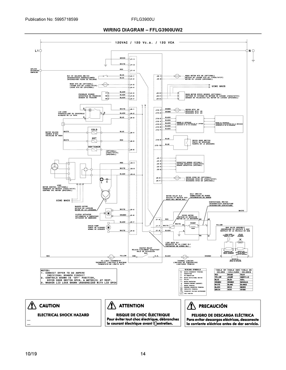 Wiring Diagram ? Fflg3900uw2 Diagram and Parts List for FFLG3900UW2  Frigidaire Washer Dryer Combo