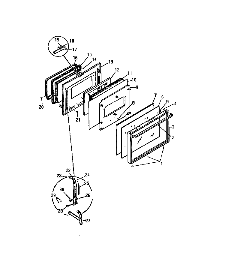 DOOR Diagram and Parts List for KF560GDF0  Frigidaire Range