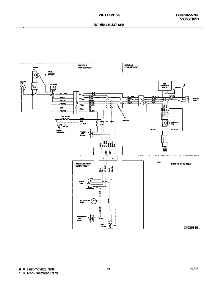 WIRING DIAGRAM Diagram and Parts List for WRT17MB3AW2  Westinghouse Refrigerator
