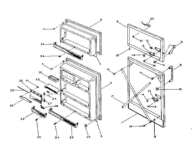 Door Parts Diagram and Parts List for 253N13Z  Kenmore Refrigerator
