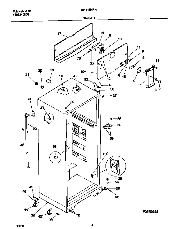 Cabinet Diagram and Parts List for WRT16NRHW6  Westinghouse Refrigerator