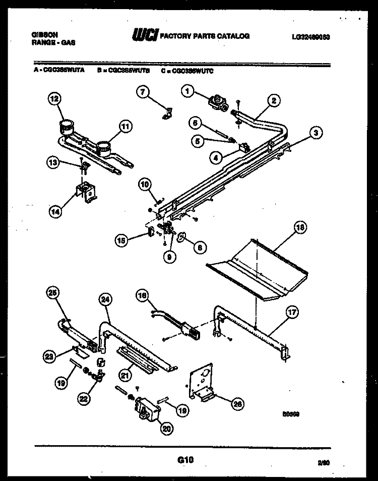 BURNER PARTS Diagram and Parts List for CGC3S5WUTC  Gibson Range