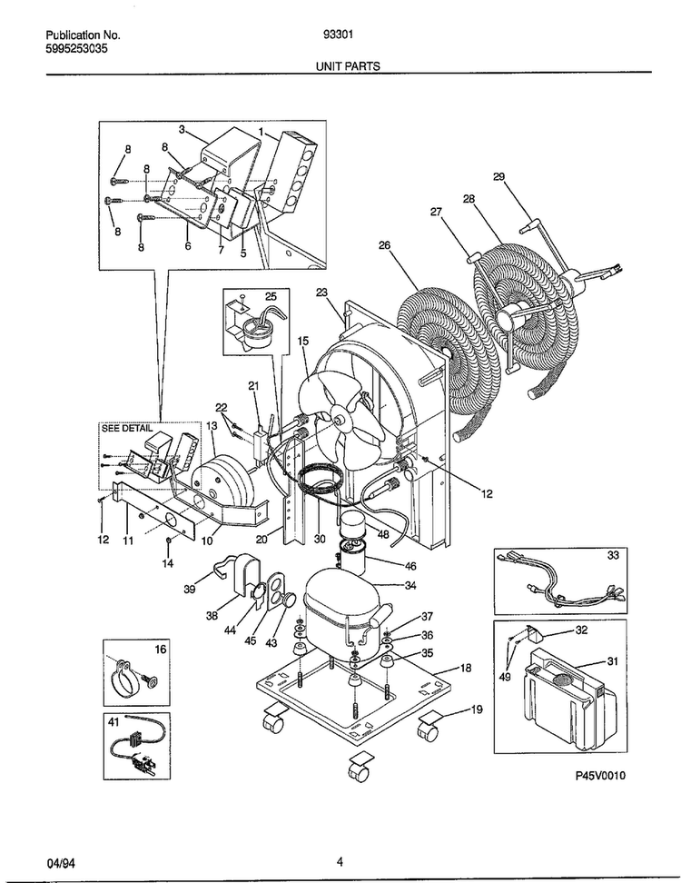 Unit Parts Diagram and Parts List for 93301A  Frigidaire Dehumidifier
