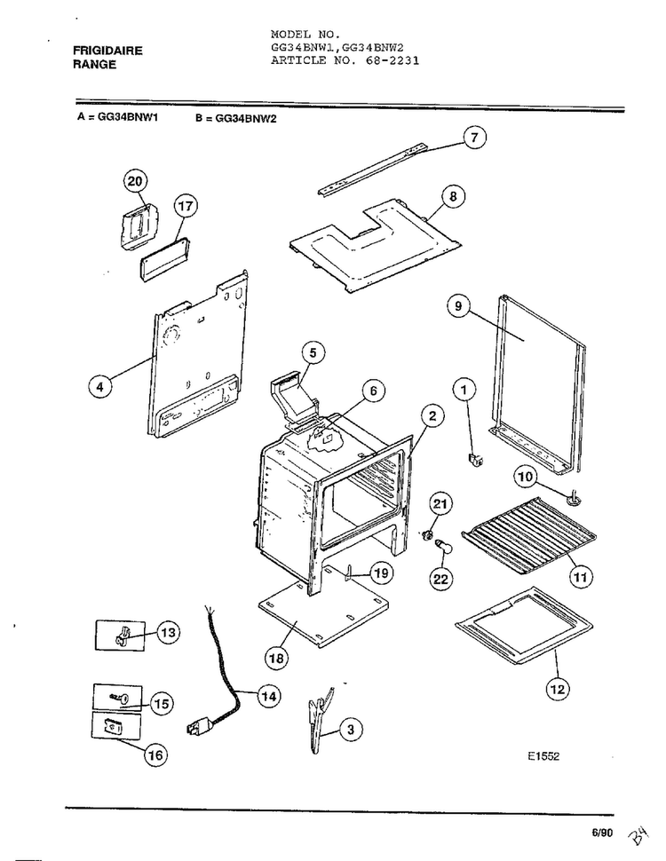 Frigidaire - Range Page 3 Diagram and Parts List for 2231  Frigidaire Range