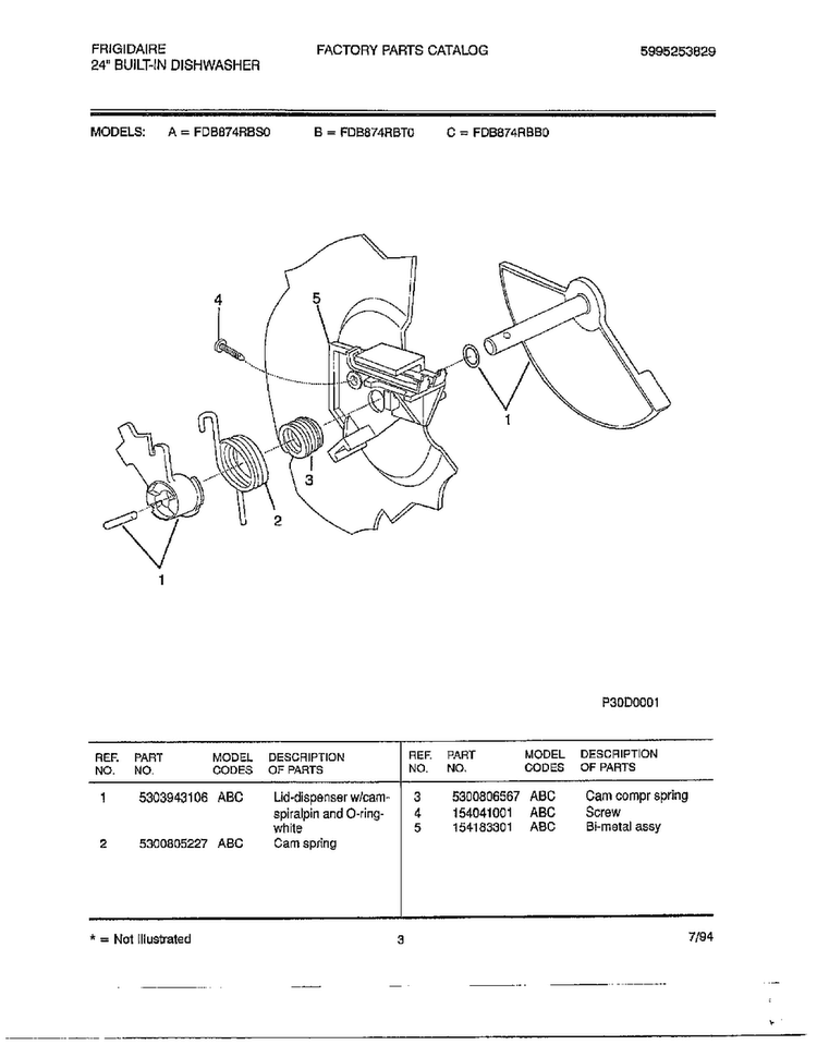 24" Built In Dishwasher Page 2 Diagram and Parts List for 787  Frigidaire Dishwasher