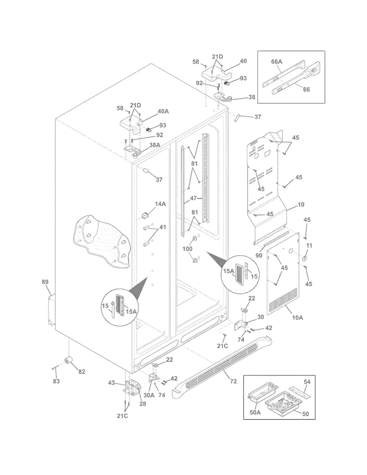 Cabinet Diagram and Parts List for FPHS2399PF2  Frigidaire Refrigerator