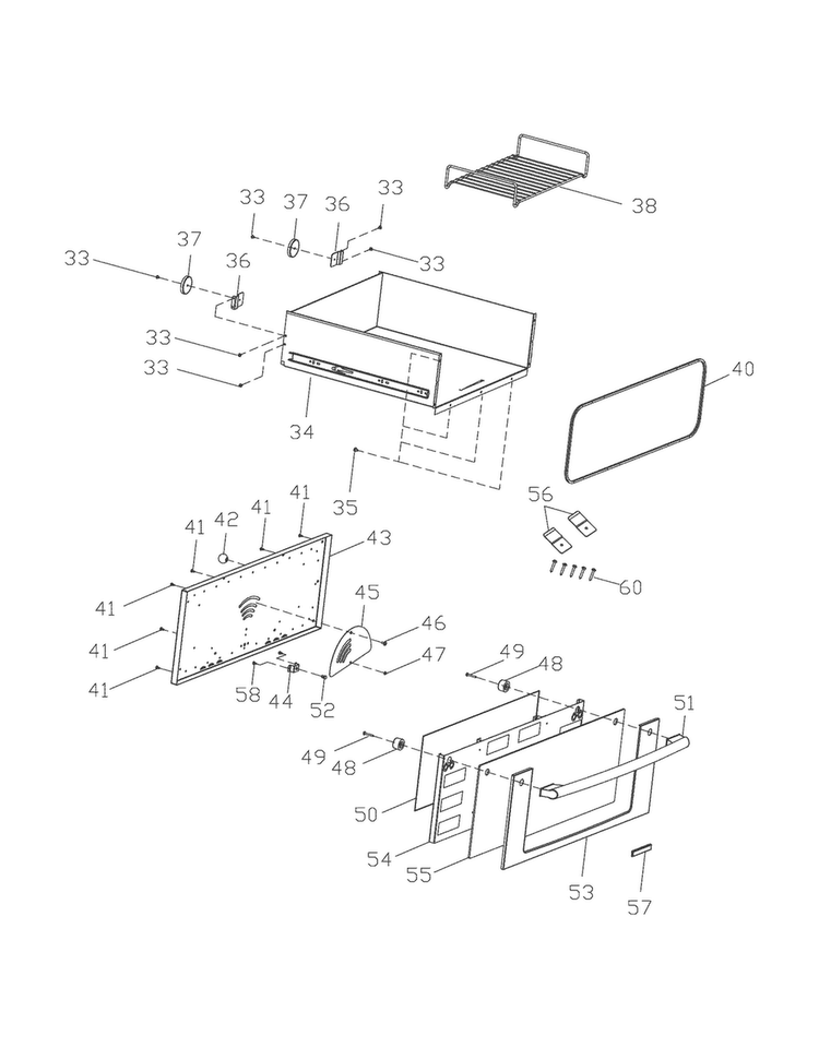 Drawer Diagram and Parts List for EW30WD55QS0  Electrolux Warming Drawer