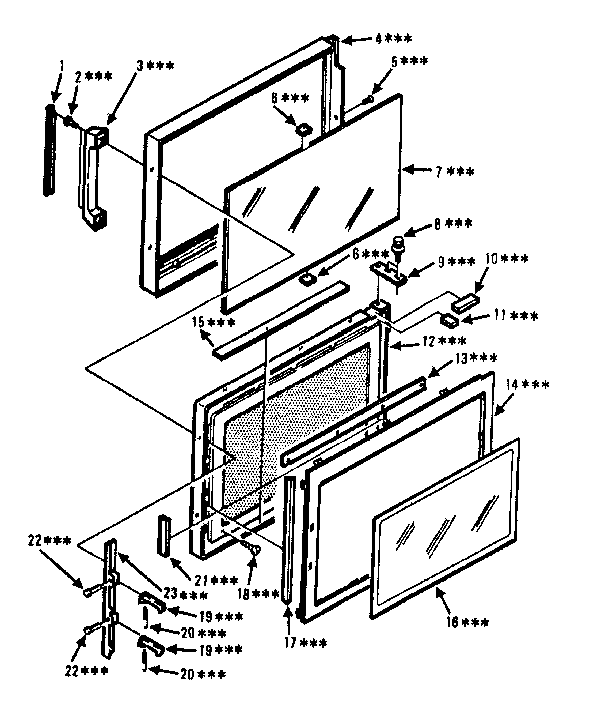 Door Parts Diagram and Parts List for 5648775380  Kenmore Microwave