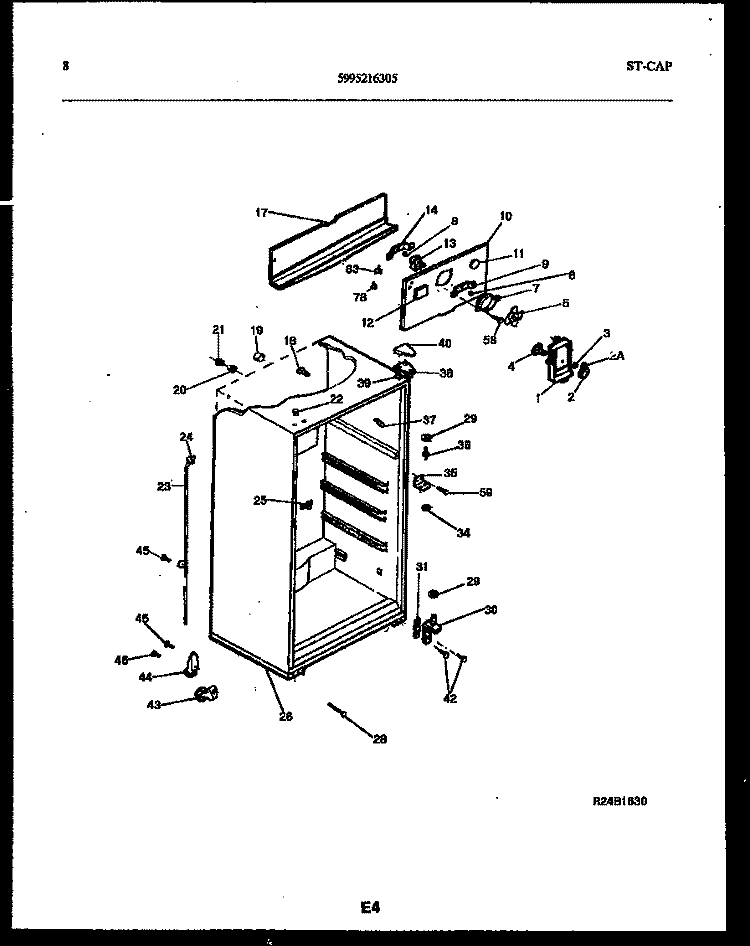 CABINET PARTS Diagram and Parts List for FPD17TLPH1  Frigidaire Refrigerator