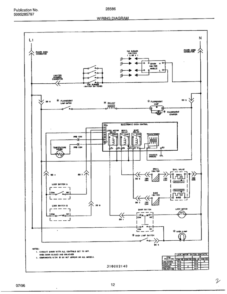 Wiring Diagram Diagram and Parts List for 285860A  Frigidaire Range