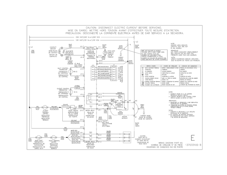 Wiring Diagram Diagram and Parts List for EWMED70JSS2  Electrolux Dryer