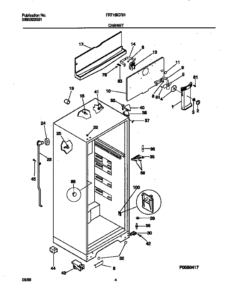CABINET Diagram and Parts List for FRT16ICRHY1  Frigidaire Refrigerator