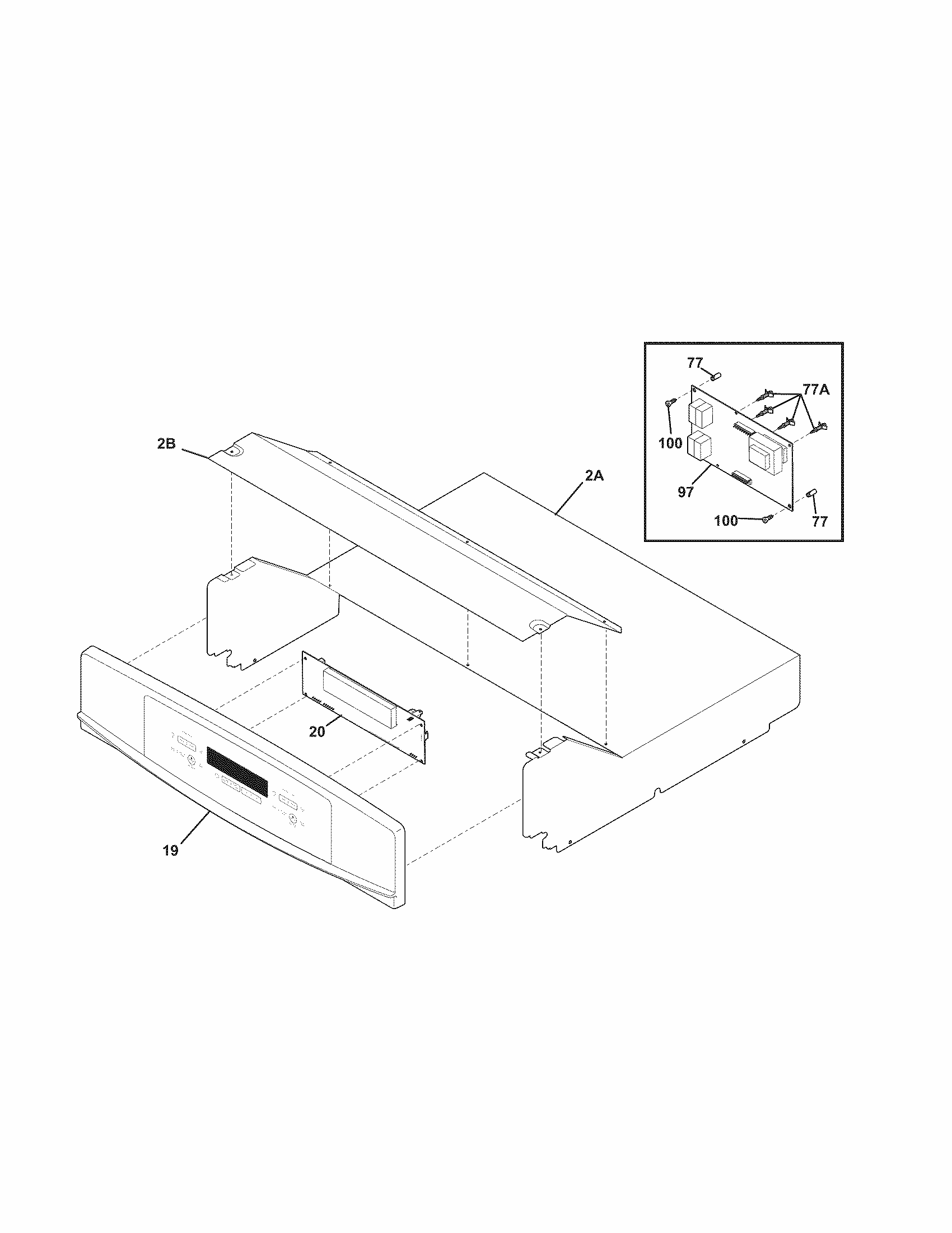 Control Panel Diagram and Parts List for 79048764900  Kenmore Wall Oven