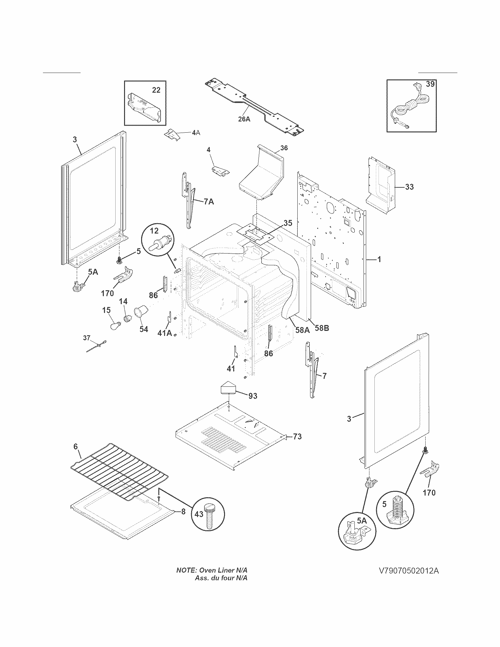 Body Diagram and Parts List for 79073232312  Kenmore Range