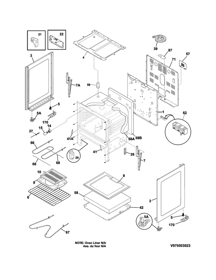 Body Diagram and Parts List for CFEF3012PWA  Frigidaire Range