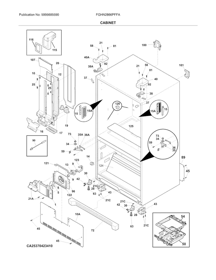 Cabinet Diagram and Parts List for FGHN2866PFFA  Frigidaire Refrigerator