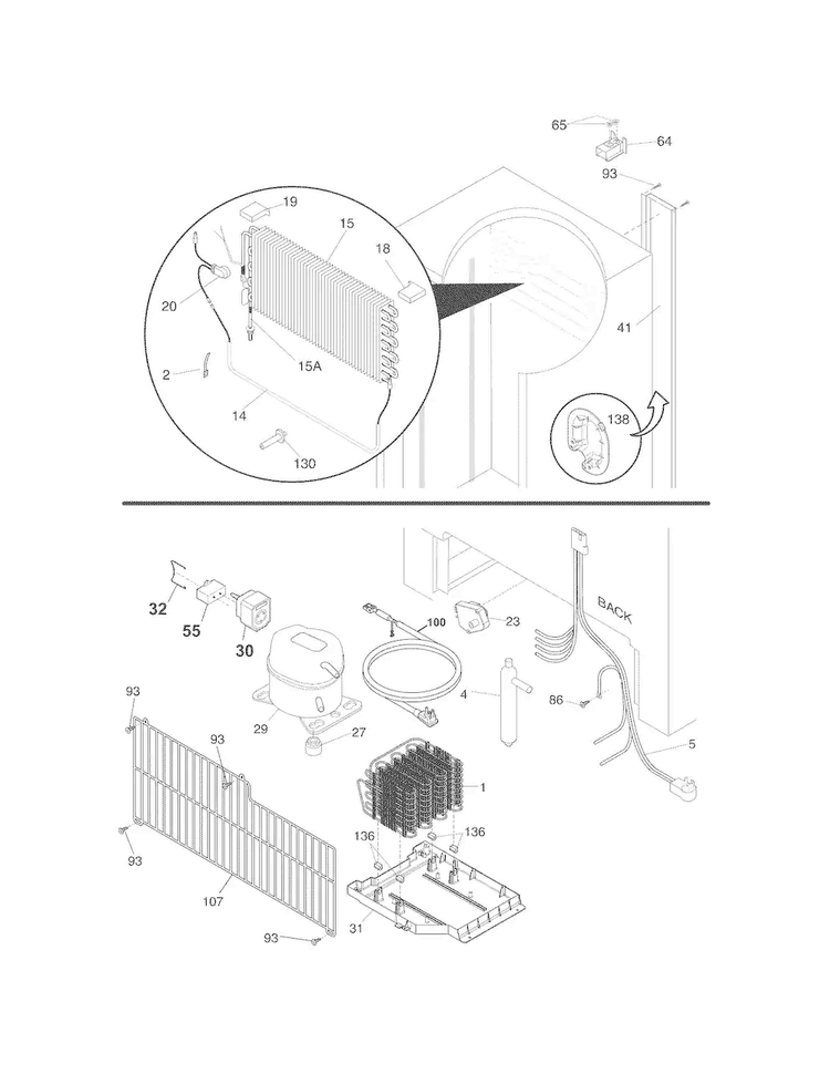 System Diagram and Parts List for RR18R1  Gibson Freezer