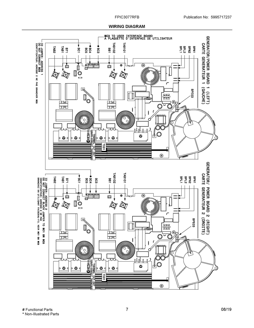 Wiring Diagram Diagram and Parts List for FPIC3077RFB  Frigidaire Cooktop