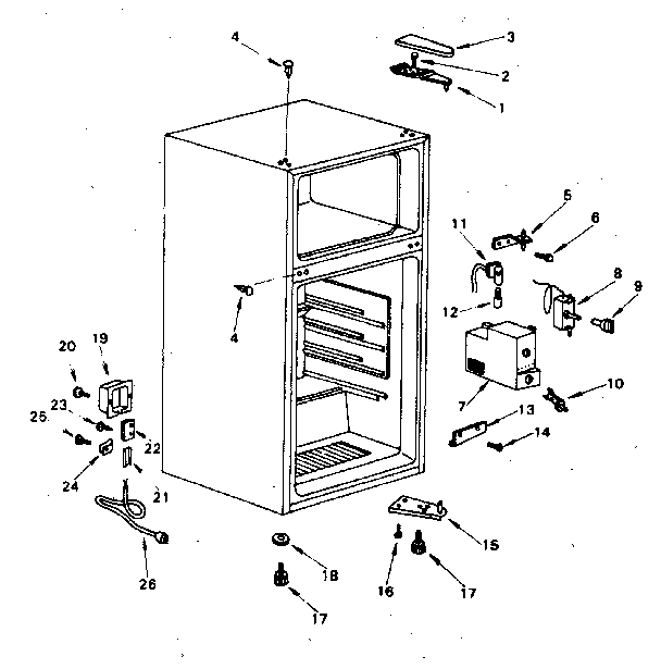Cabinet Parts Diagram and Parts List for 5648680190  Kenmore Refrigerator