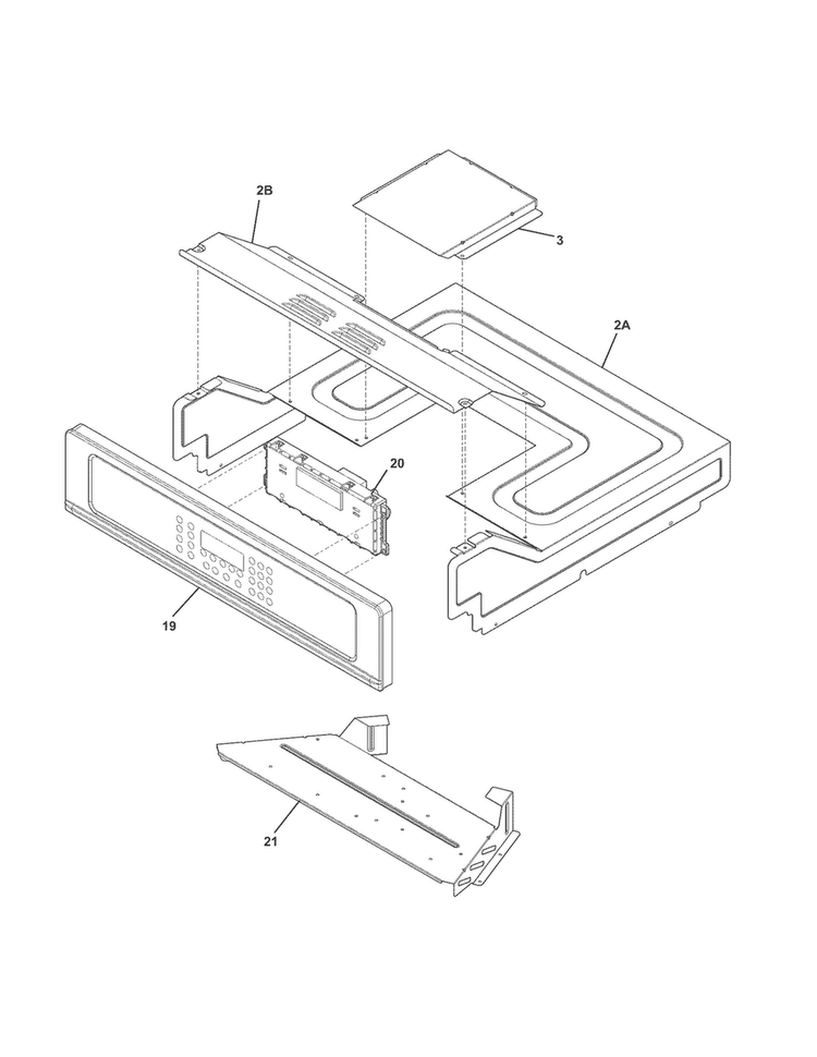 Control Panel Diagram and Parts List for FGEW2765PFB  Frigidaire Wall Oven