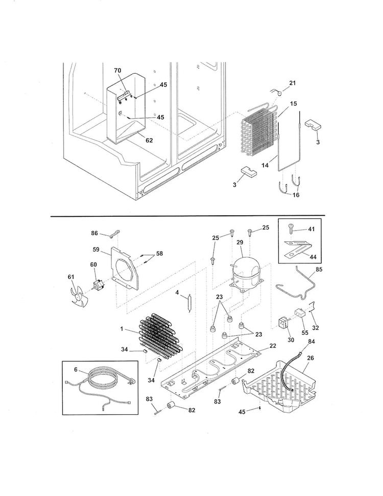 System Diagram and Parts List for FFHS2622MSS  Frigidaire Refrigerator