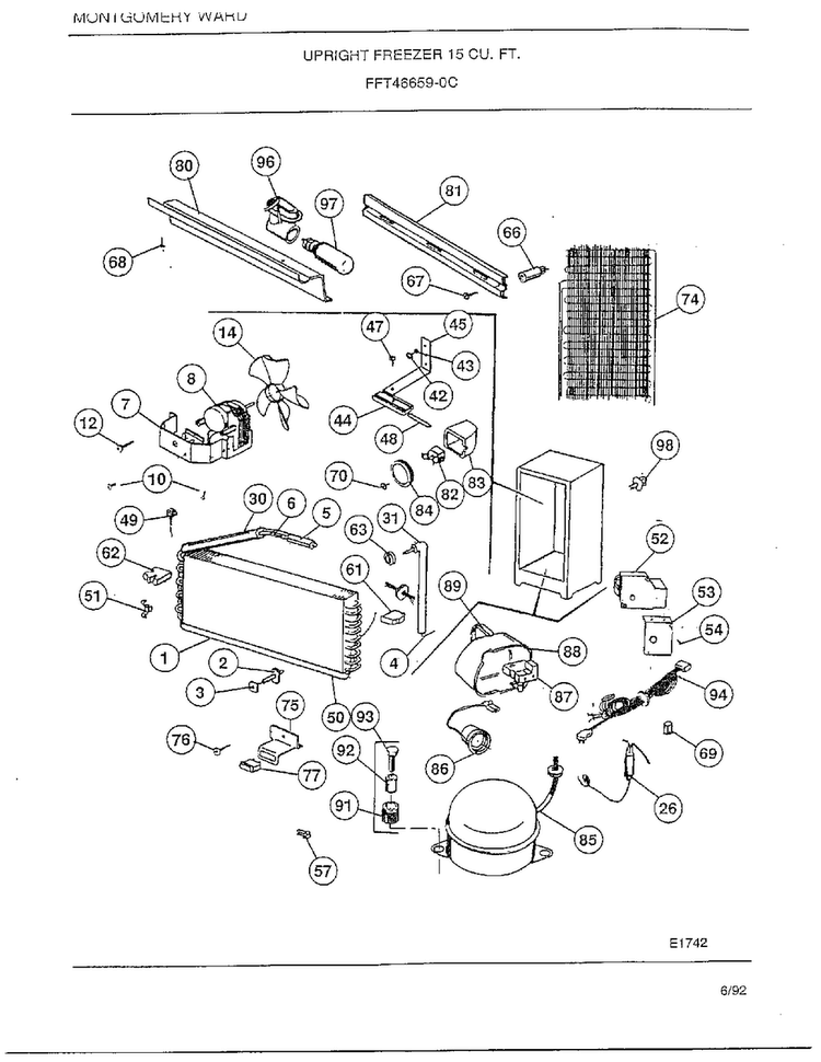 Upright Freezer 15 Cubic Feet Page 5 Diagram and Parts List for 46659-0C  Frigidaire Freezer