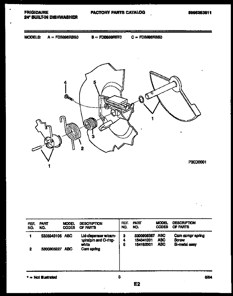 CAM Diagram and Parts List for FDB898RBB0  Frigidaire Dishwasher