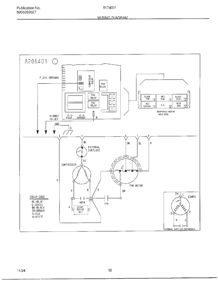 Wiring Diagram Diagram and Parts List for 5174001B  Frigidaire Air Conditioner