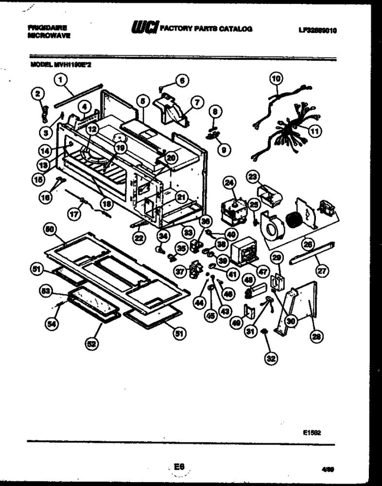 Power Control Diagram and Parts List for MVH1190E2  Frigidaire Microwave