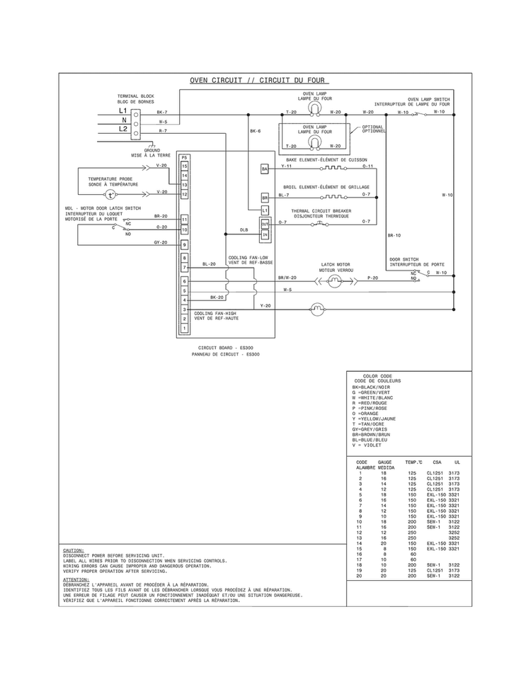 Wiring Diagram Diagram and Parts List for FFEW2425QSA  Frigidaire Wall Oven