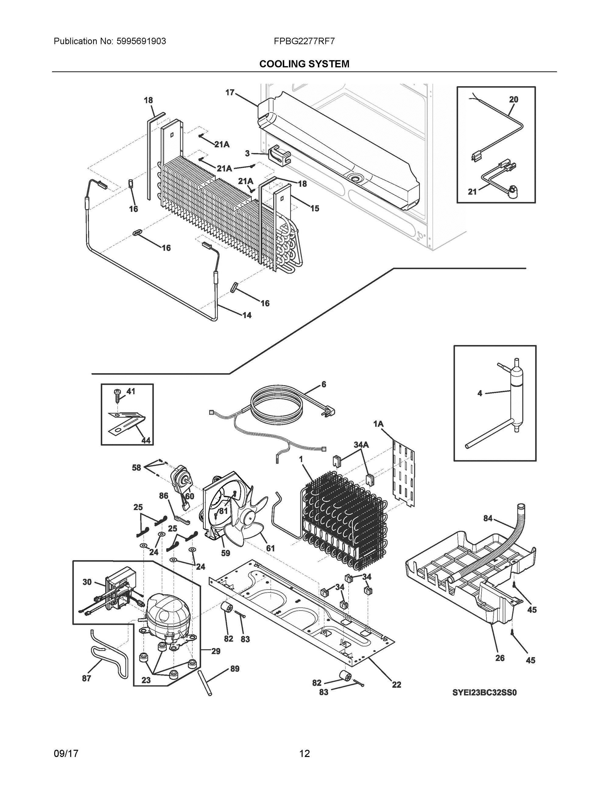 06 - COOLING SYSTEM Diagram and Parts List for FPBG2277RF7  Frigidaire Refrigerator