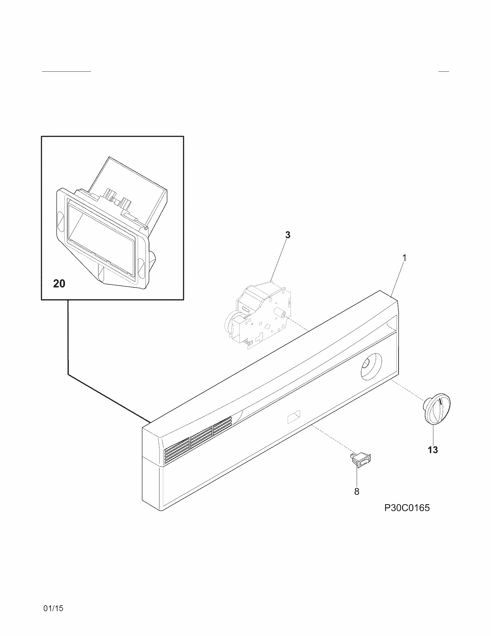 Control Panel Diagram and Parts List for 58714014411B  Kenmore Dishwasher