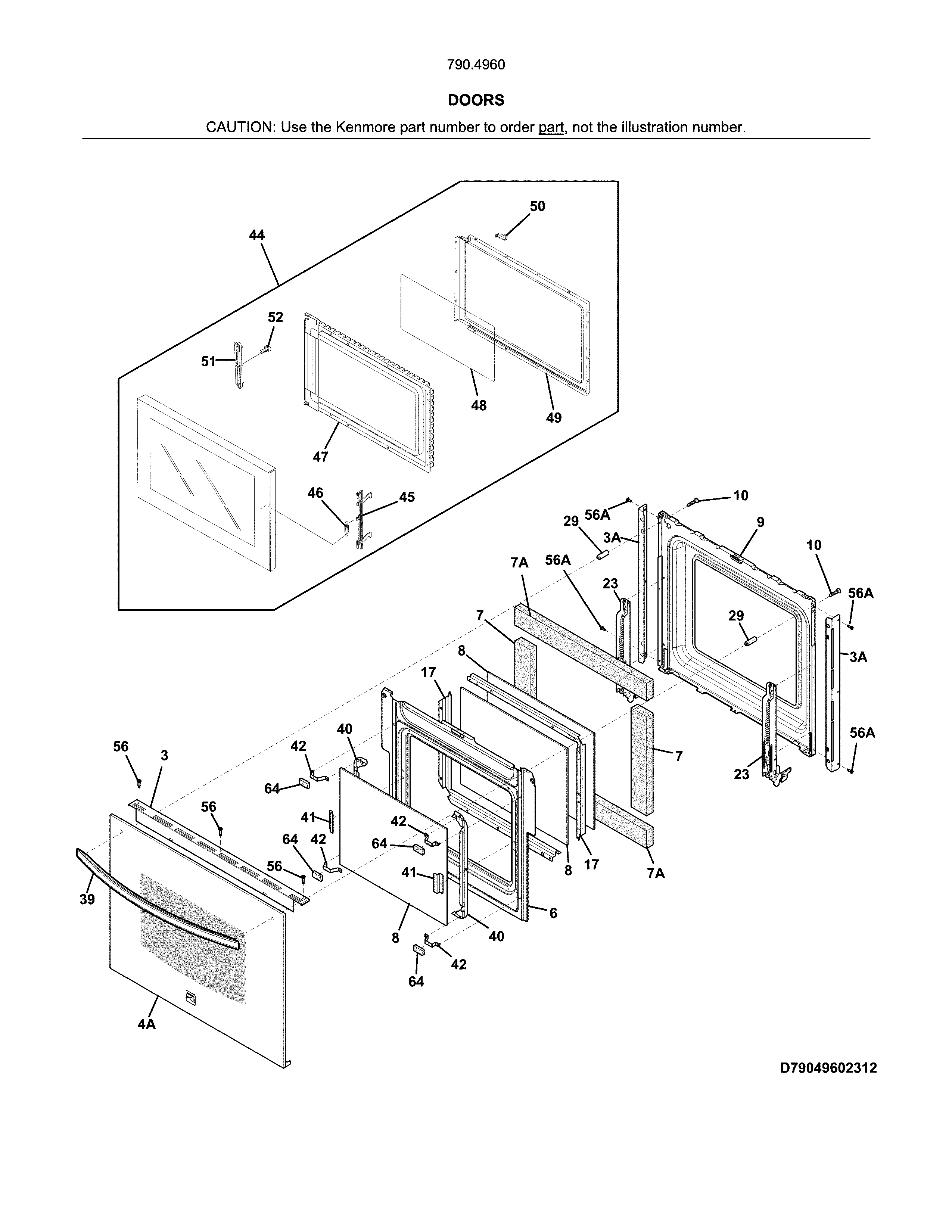 Doors Diagram and Parts List for 79049609315  Kenmore Microwave