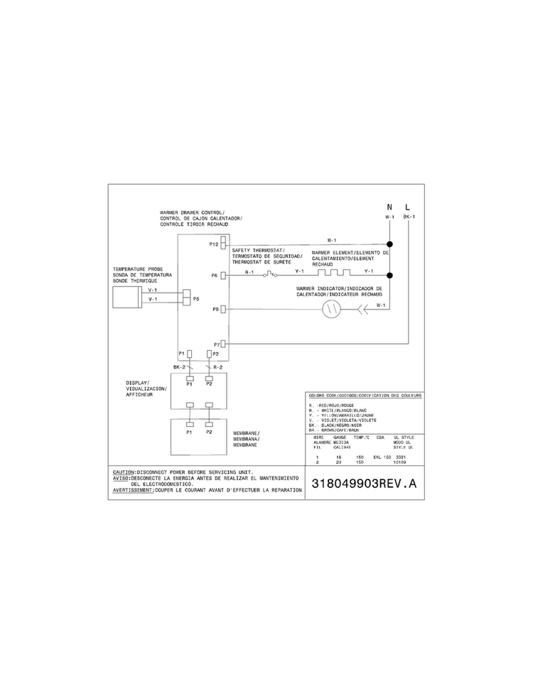 Wiring Diagram Diagram and Parts List for E30WD75GPS4  Electrolux Warming Drawer
