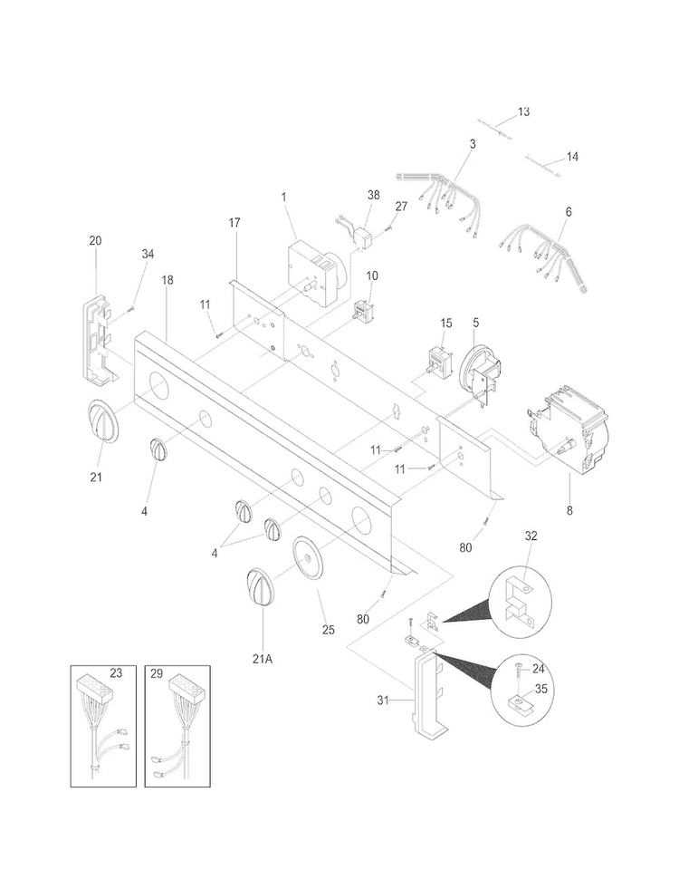 Control Panel Diagram and Parts List for 41797812704  Kenmore Washer Dryer Combo