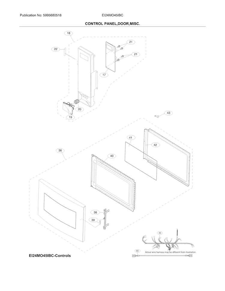 Control Panel,door,miscellaneous Diagram and Parts List for EI24MO45IBC  Electrolux Microwave