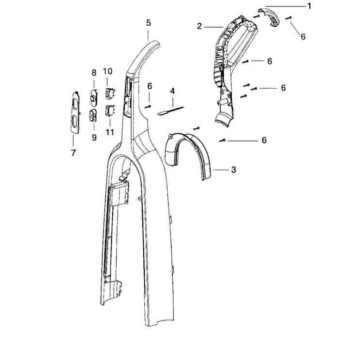 Handle Assy Diagram and Parts List for EL5035A  Electrolux Upright Vacuum