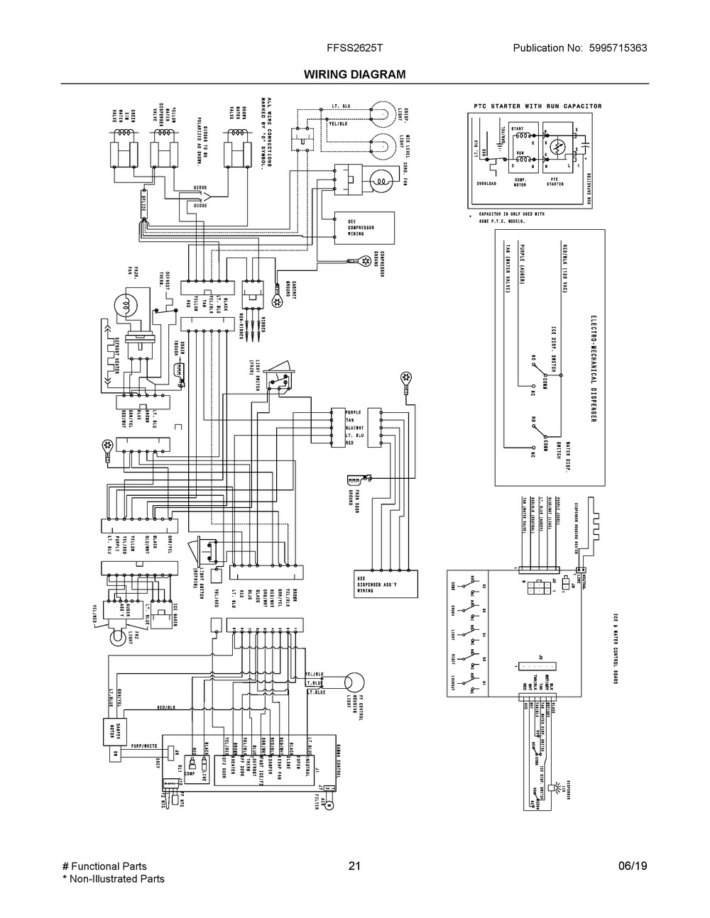 Wiring Diagram Diagram and Parts List for FFSS2625TP2  Frigidaire Refrigerator