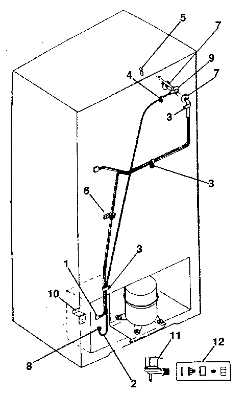 Ice maker installation Diagram and Parts List for 2538791290-1987  Kenmore Refrigerator