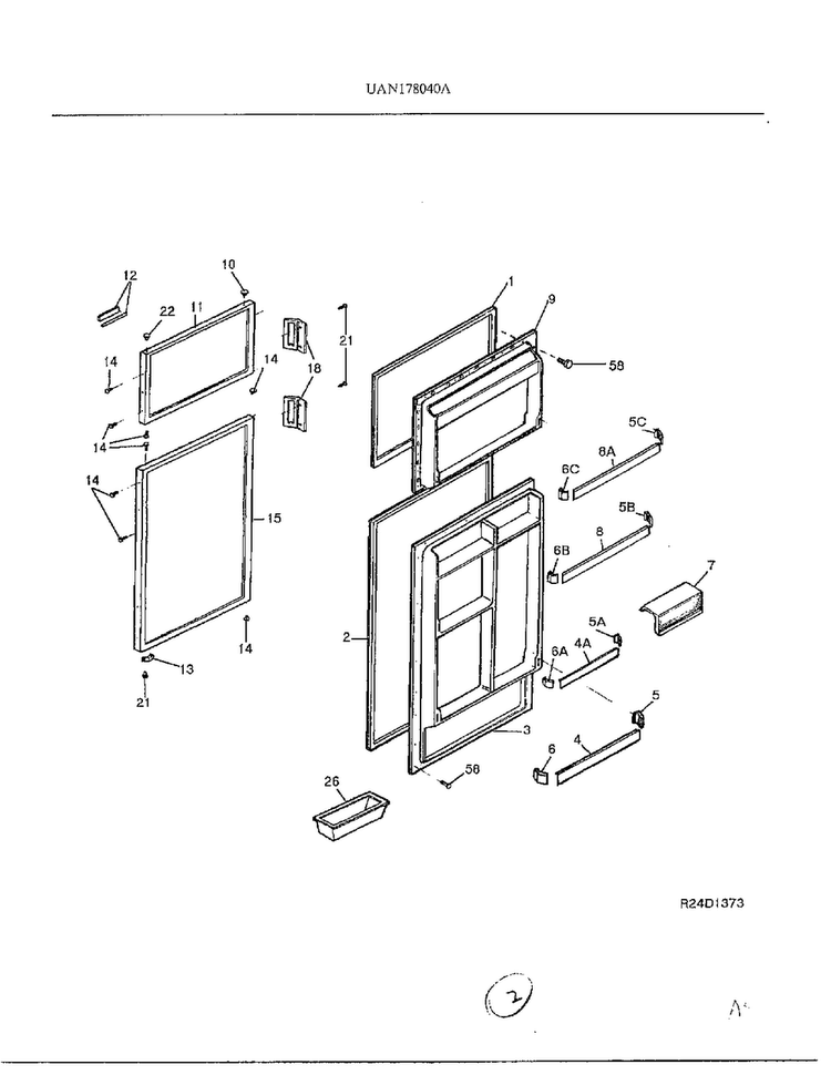Top Mount Refrigerator Page 2 Diagram and Parts List for 178040A  Frigidaire Refrigerator