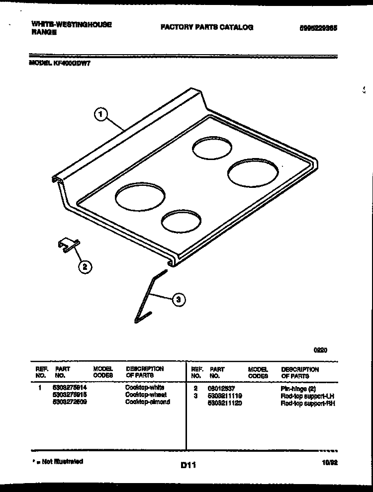 COOKTOP PARTS Diagram and Parts List for KF400GDD7  Frigidaire Range