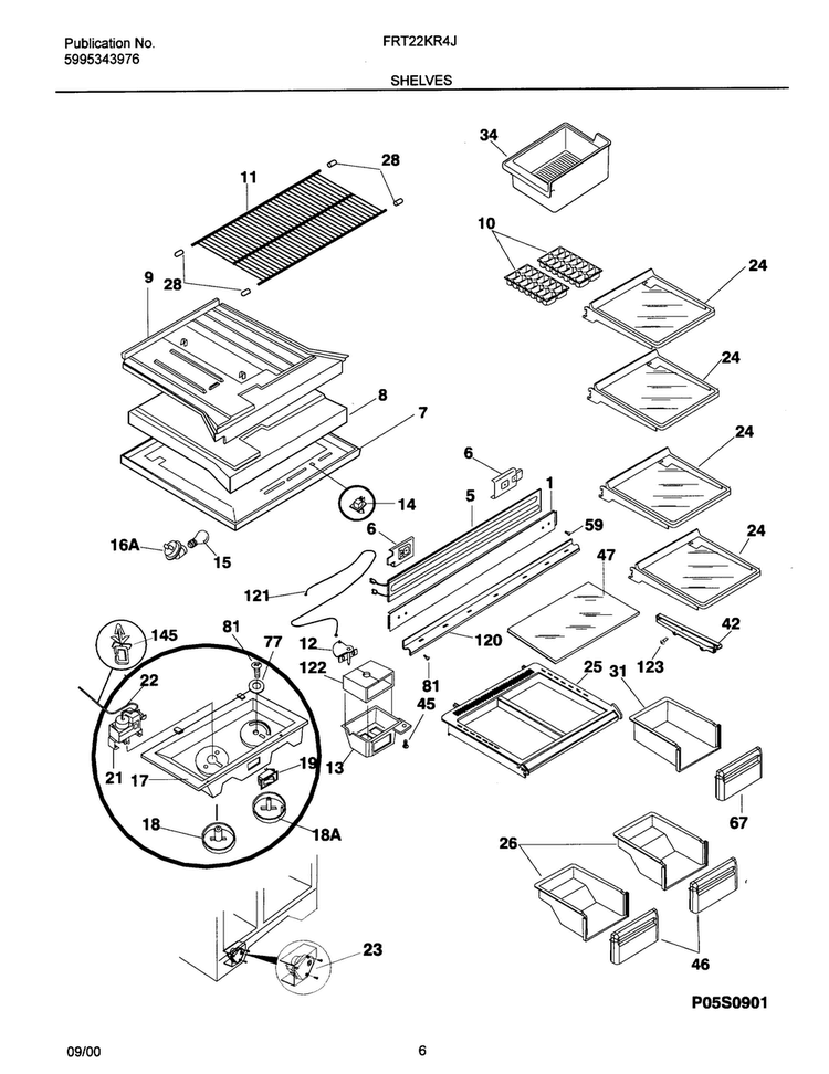 Shelves Diagram and Parts List for OEMFRGCONV3K  Frigidaire Refrigerator