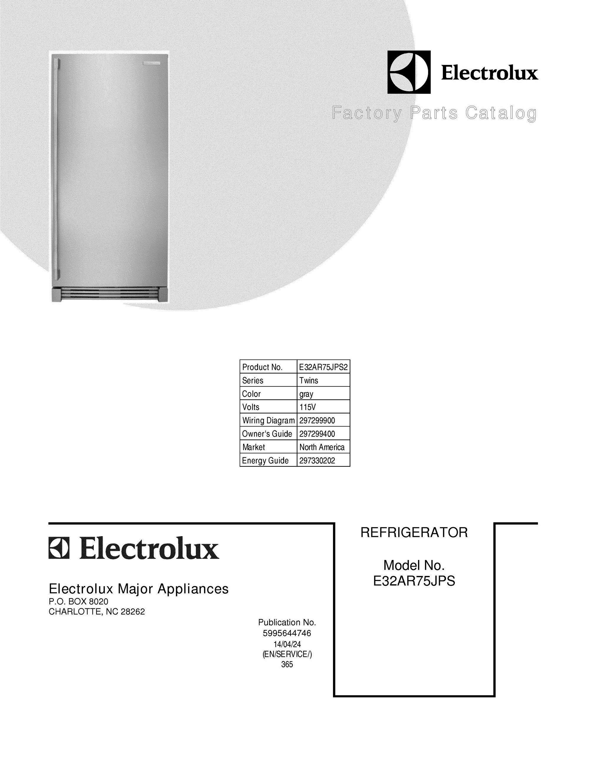 01 - COVER Diagram and Parts List for E32AR75JPS2  Frigidaire Refrigerator