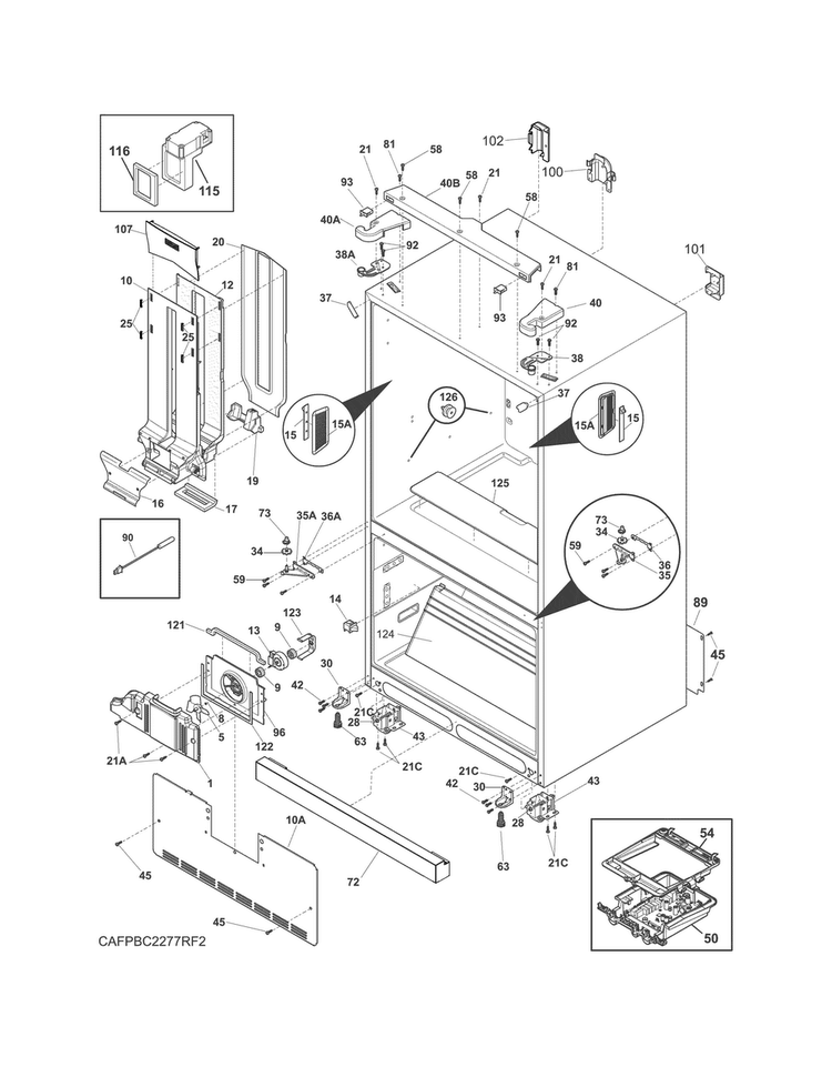 Cabinet Diagram and Parts List for FPBS2777RF2  Frigidaire Refrigerator