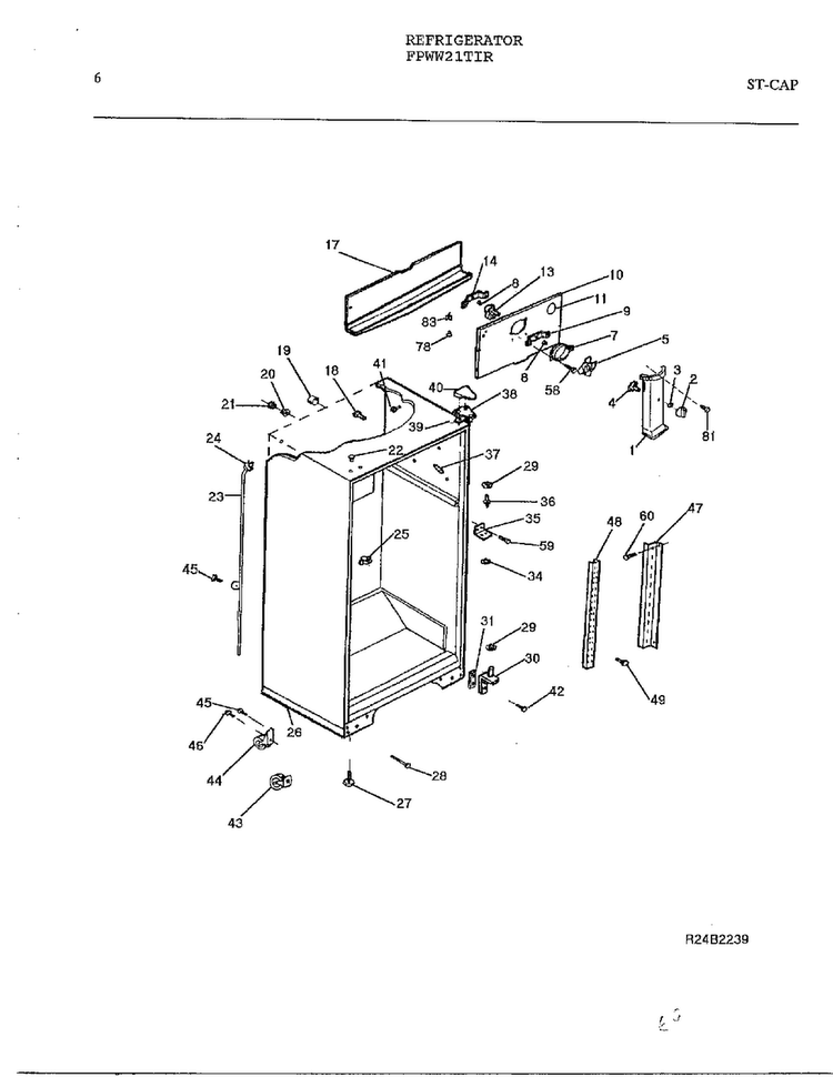 Refrigerator Page 5 Diagram and Parts List for FPWW21TIR  Frigidaire Refrigerator